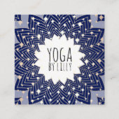 金ゴールドスターズブルーロータスマンダラフラワー スクエア名刺 (正面)