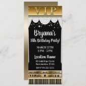 金ゴールドスターズホワイトカーテンエレガントパーティーVIPチケット 招待状 (正面/裏面)