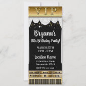 金ゴールドスターズホワイトカーテンエレガントパーティーVIPチケット 招待状 (正面)