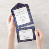 金ゴールドスターズムーンスターズ天空スピリチュアル結婚ズ オールインワン招待状 (貼ってはがせる)