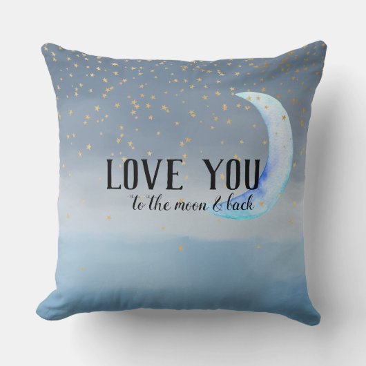 金ゴールドスターズムーンブルーグラデーション クッション (正面)