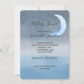 金ゴールドスターズムーンブルーグラデーション 招待状 (正面)