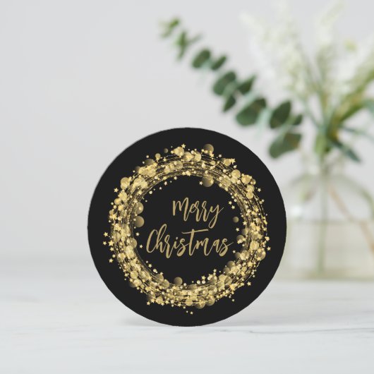 金ゴールドスターズメリークリスマスグリーティングカード サンキューカード (スタンド正面)