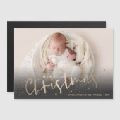 金ゴールドスターズメリークリスマスフォト磁気カード (正面/裏面)