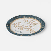 金ゴールドスターズメリークリスマス紙プレートミッドナイト ペーパープレート (アングル)