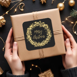 金ゴールドスターズメリークリスマス スクエアシール