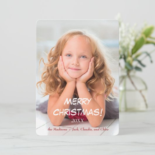 金ゴールドスターズレッドモダン写真テンプレートクリスマス シーズンカード (スタンド正面)