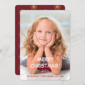 金ゴールドスターズレッドモダン写真テンプレートクリスマス シーズンカード (正面/裏面)