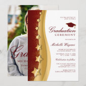 金ゴールドスターズレッド卒業式&パーティー 招待状 (正面/裏面)