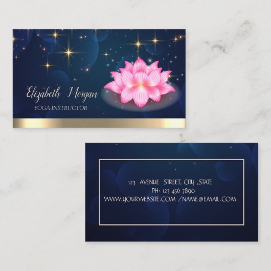 金ゴールドスターズロータスネイビーブルー 名刺 (正面/裏面)