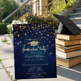 金ゴールドスターズ卒業キャップネイビーブルー卒業 招待状