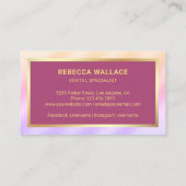 金ゴールドスターズ紙吹雪ピンク歯ブラシ歯科医 名刺 (裏面)