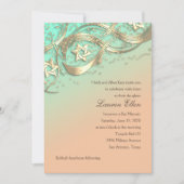 金ゴールドスターズ紙吹雪フローリッシュバルミツワーアクア 招待状 (正面)