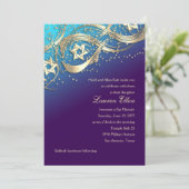 金ゴールドスターズ紙吹雪フローリッシュバルミツワーターコイズ 招待状 (スタンド正面)