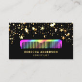 金ゴールドスターズ紙吹雪レインボーコーム美容師 名刺 (正面)