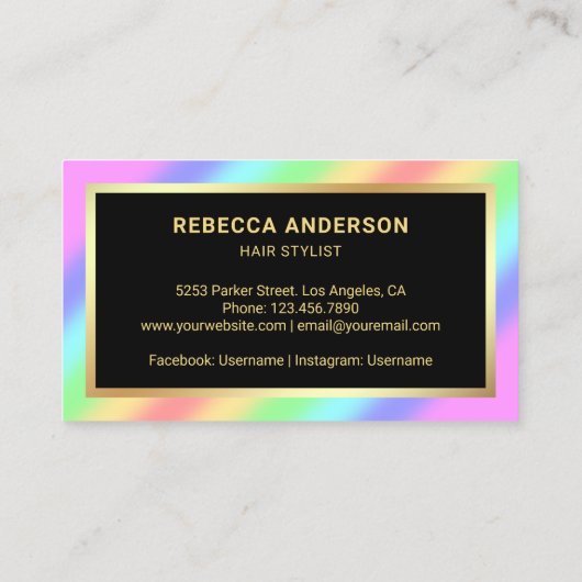 金ゴールドスターズ紙吹雪レインボーシザーズ美容師 名刺 (裏面)