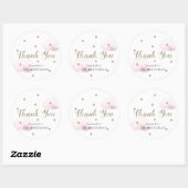 金ゴールドスターズ&ピンククラウド誕生日サンキュー ラウンドシール (シート)