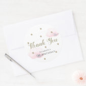 金ゴールドスターズ&ピンククラウド誕生日サンキュー ラウンドシール (封筒)