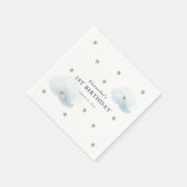 金ゴールドスターズ&ブルークラウドキッド誕生日 スタンダードカクテルナプキン (角)