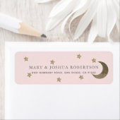 金ゴールドスターズ&ムーンピンク住所 シール (インサイチュ)