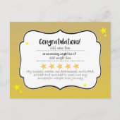 金ゴールドスターダイエットフィットネスおめでとう証明書 ポストカード (正面)