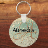 金ゴールドスターダストオンシーグリーン キーホルダー (正面)