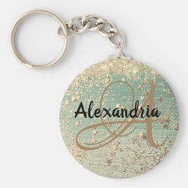 金ゴールドスターダストオンシーグリーン キーホルダー