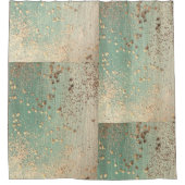 金ゴールドスターダストオンシーグリーン シャワーカーテン (正面)