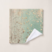 金ゴールドスターダストオンシーグリーン  バスタオルセット (ウォッシュタオル)