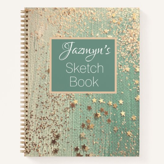 金ゴールドスターダストパーソナライズされたオン海 ノートブック (正面)