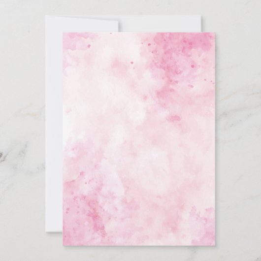 金ゴールドスターティール(緑がかった色)ピンクユニコーン誕生日 招待状 (裏面)