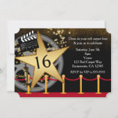 金ゴールドスターハリウッドレッドカーペットパーティの招待状 招待状 (裏面)