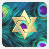 金ゴールドスターバルミツワーピーコックパープルアンドティール（緑がかった色） スクエアシール (正面)