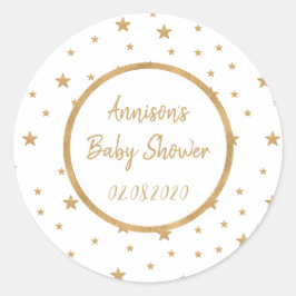 金ゴールドスターパーソナライズされたグリッタースパークルベビーシャワー ラウンドシール