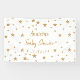 金ゴールドスターパーソナライズされたグリッタースパークルベビーシャワー 横断幕