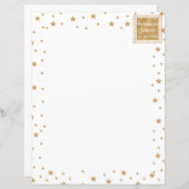 金ゴールドスターパーソナライズされたグリッター文房具紙 (正面/裏面)