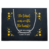 金ゴールドスターパーソナライズされた卒業 ラージペーパーバッグ (正面)