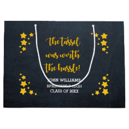 金ゴールドスターパーソナライズされた卒業 ラージペーパーバッグ