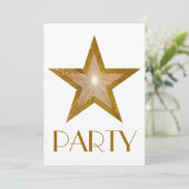 金ゴールドスターパーティー招待の白 招待状 (スタンド正面)