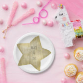 金ゴールドスターピースラブ ペーパープレート (パーティー)