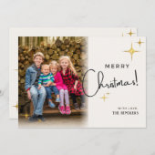 金ゴールドスターファミリーフォトクリスマスカード シーズンカード (正面/裏面)