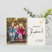 金ゴールドスターファミリーフォトクリスマスカード シーズンカード (スタンド正面)