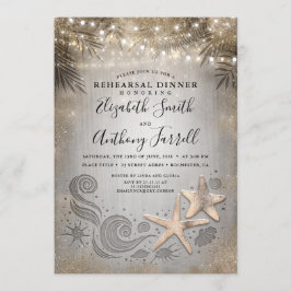 金ゴールドスターフィッシュトロピカルビーチリハーサルディナー 招待状