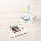 金ゴールドスターフェイクグリッター誕生日キッズガールフォト ペーパーコースター (インサイチュ)