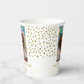 金ゴールドスターフェイクグリッター誕生日キッズガールフォト 紙コップ (右)