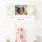 金ゴールドスターフェイクグリッター誕生日パーティーガールフォト 横断幕 (インサイチュ)