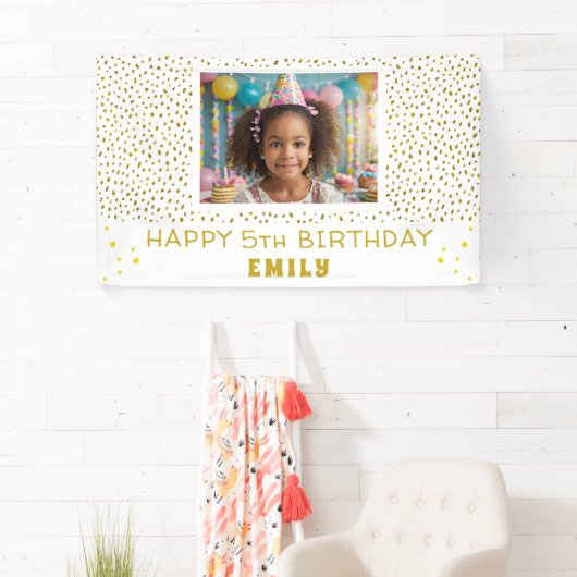 金ゴールドスターフェイクグリッター誕生日パーティーガールフォト 横断幕 (インサイチュ)