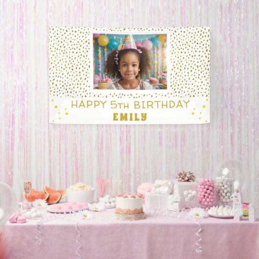 金ゴールドスターフェイクグリッター誕生日パーティーガールフォト 横断幕 (パーティー)