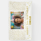 金ゴールドスターフェイクグリッター誕生日パーティーガールフォト 横断幕 (縦)