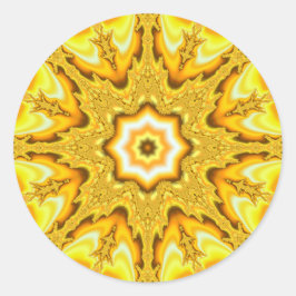 金ゴールドスターフラクタルステッカー ラウンドシール